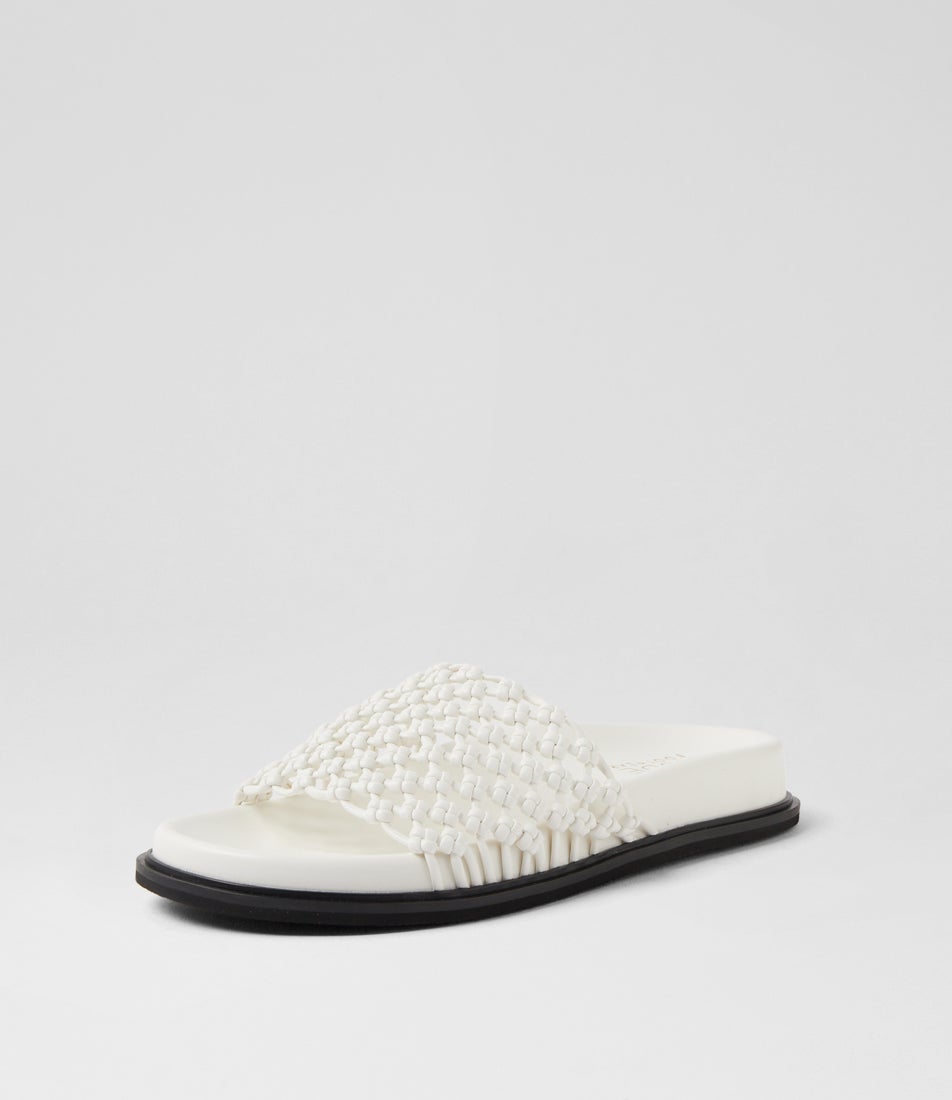 Bondi White Leather Slides