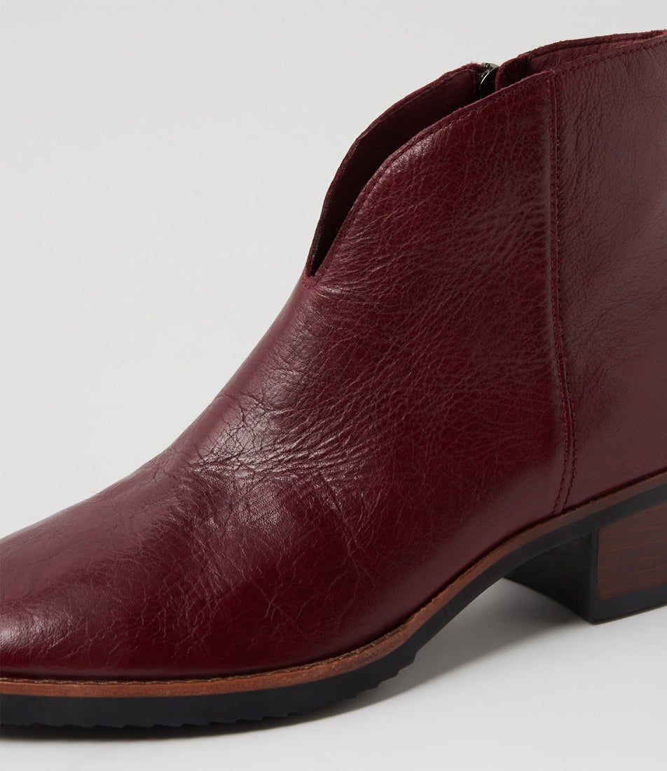 Talula Burgundy Leather Ankle Boots