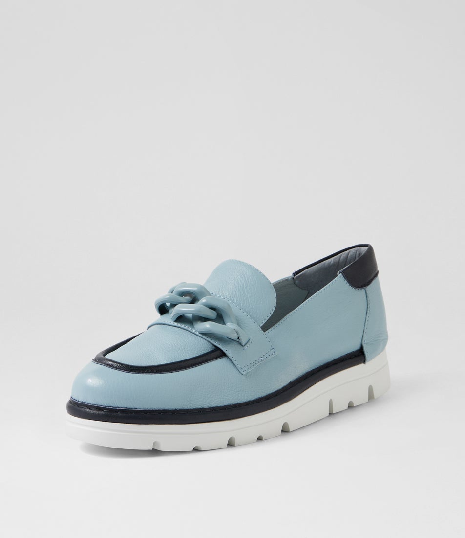 Enna Denim Navy Leather Loafers Enna Denim Navy Leather Loafers