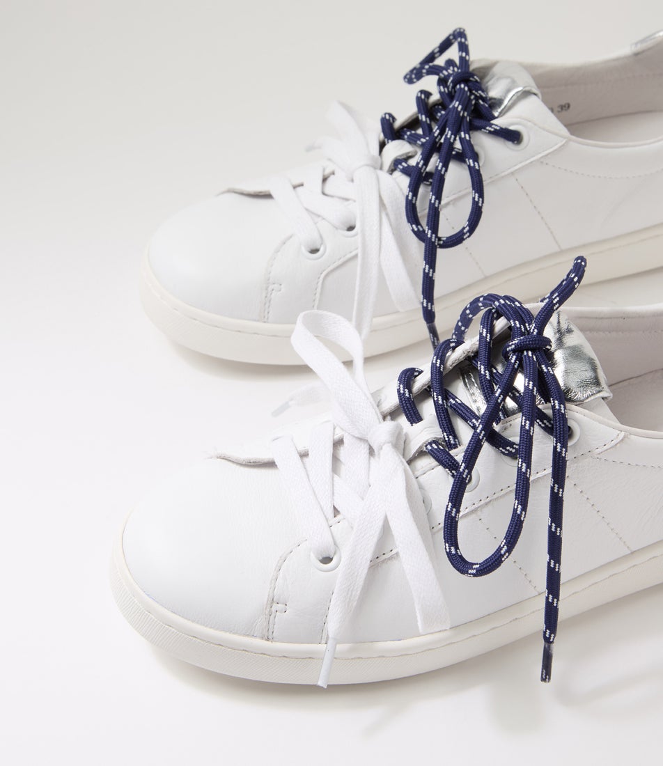 Nelsy White Silver Leather Sneakers