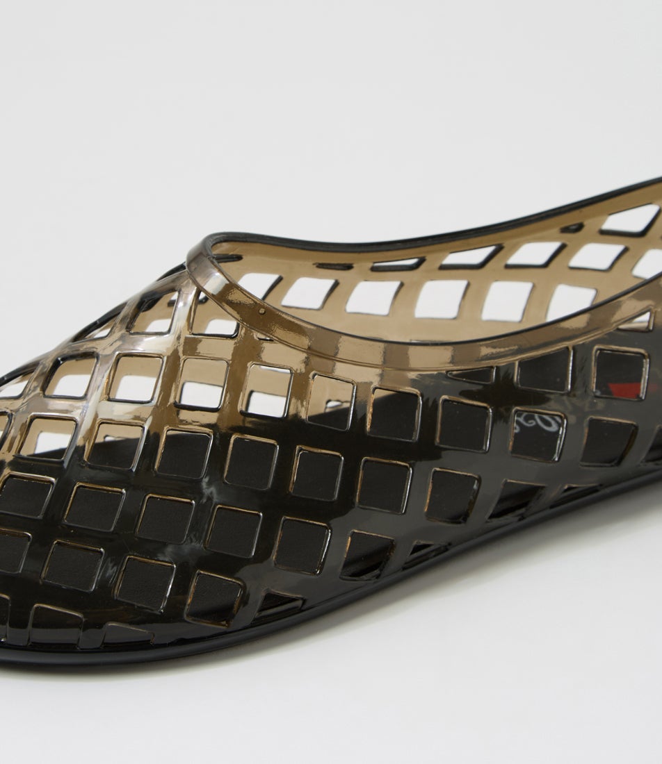 Vantello Black Smoke Jelly Flat Shoes