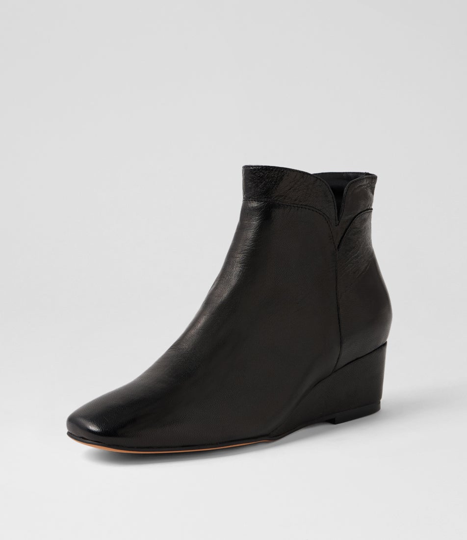 Grande Black Luxe Leather Ankle Boots