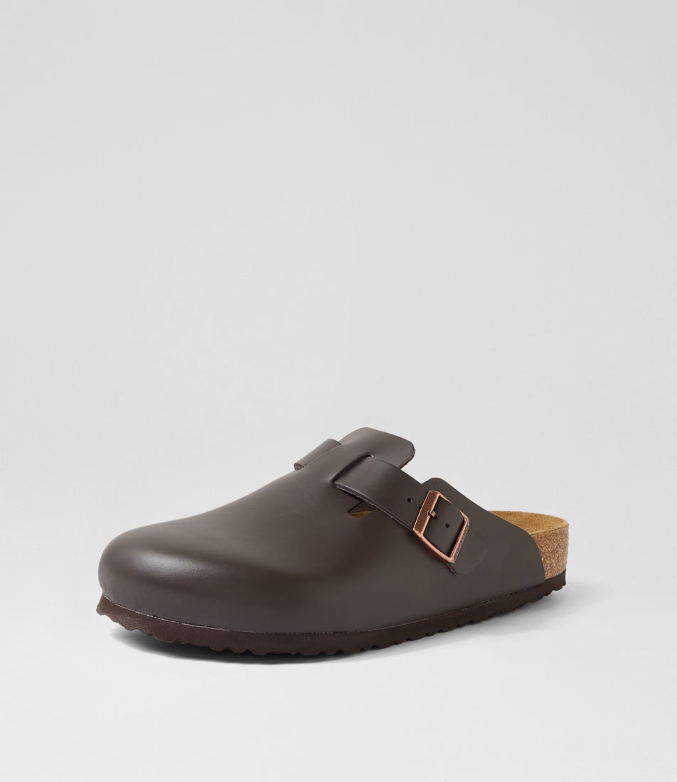 Boston Mens Dark Brown Leather Flat Shoes
