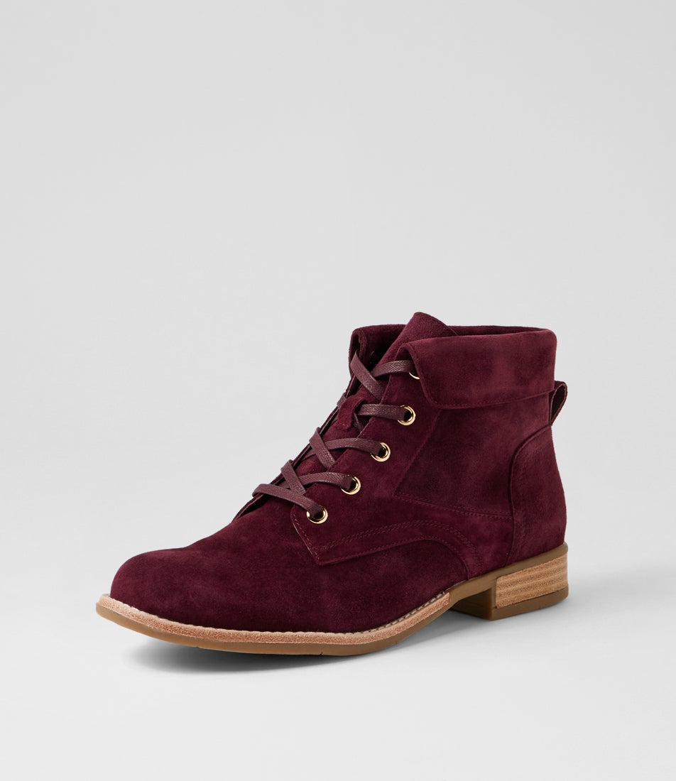 Cydney Burgundy Suede Lace Up Boots