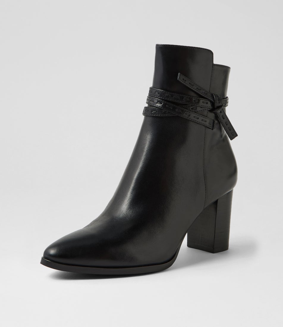 Adaire Black Leather Ankle Boots