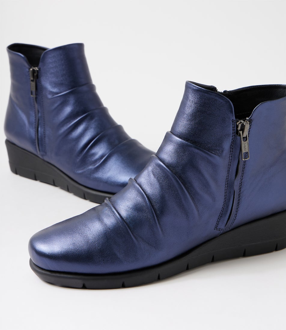 Maxie Sapphire Leather Ankle Boots