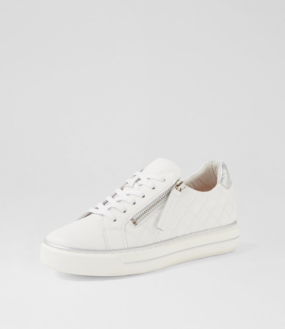 Kozie W White Silver Tumble Leather Sneakers Kozie W White Silver Tumble Leather Sneakers