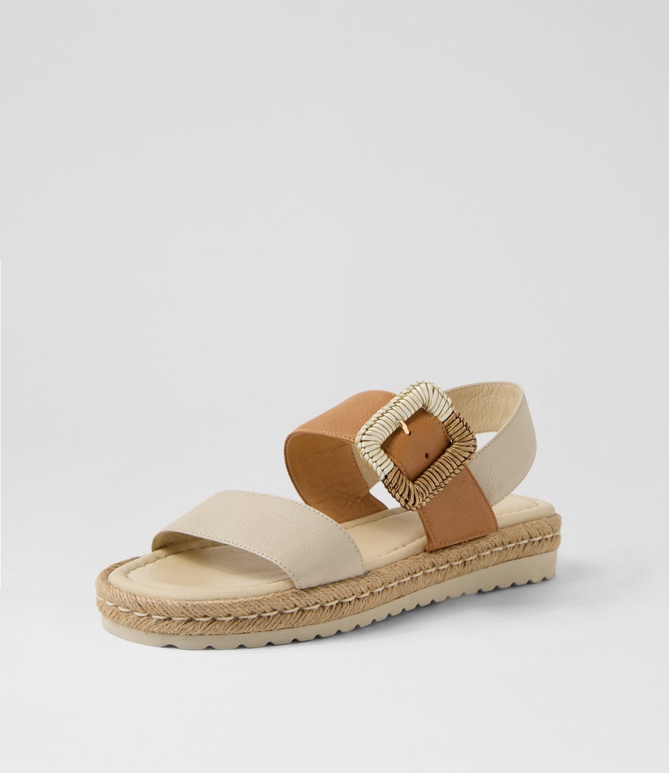Shachar Almond Dark Tan Leather Sandals