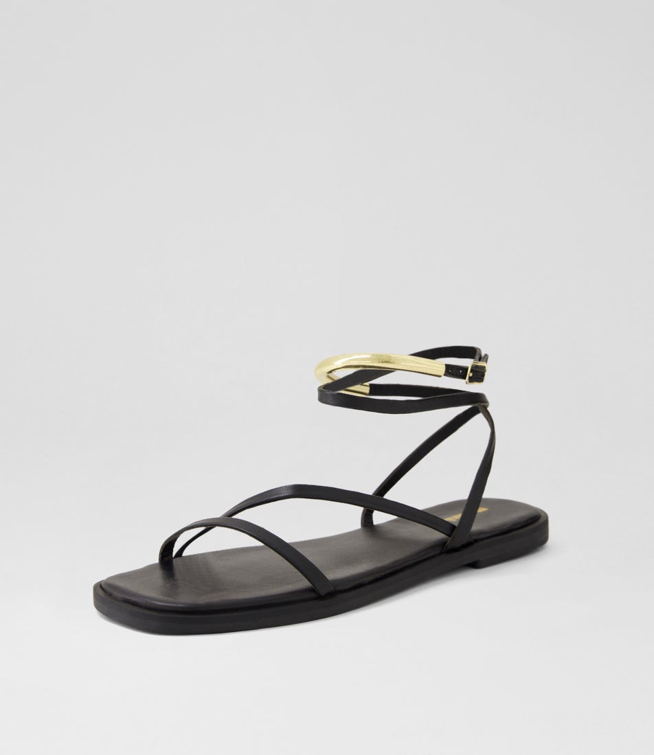Jimena Black Leather Sandals