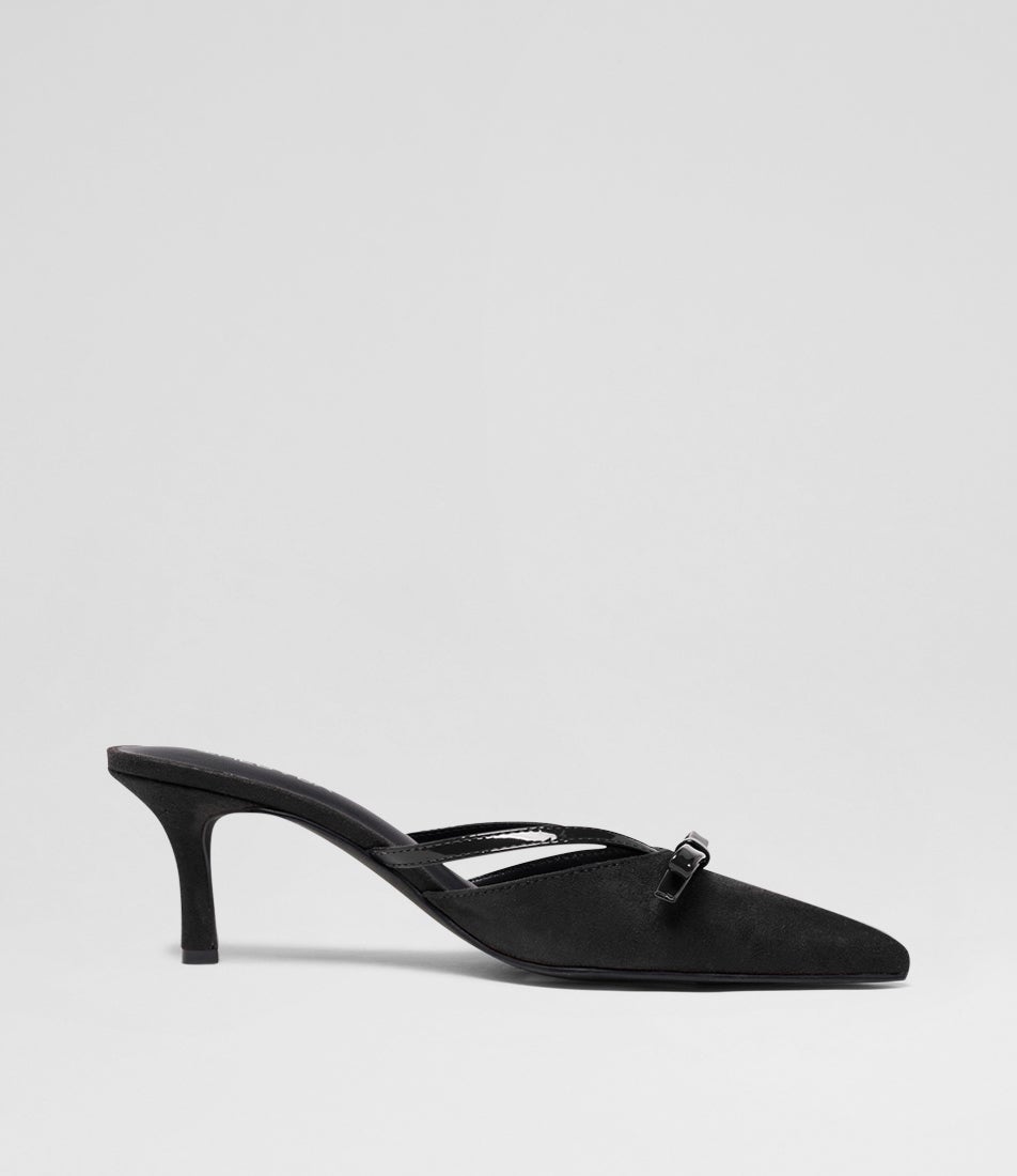 Jojo Black Microsuede Pump Heels