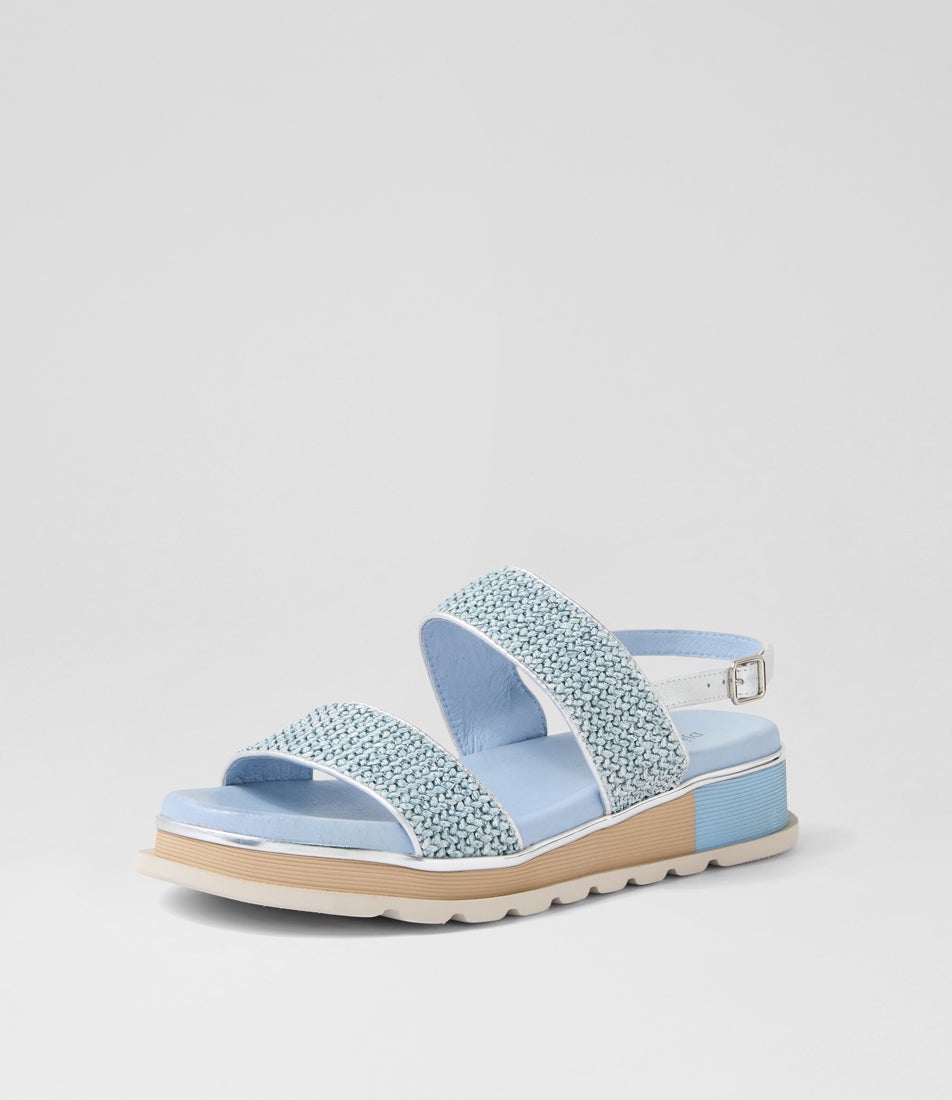 Cadette Denim Silver Fabric Sandals