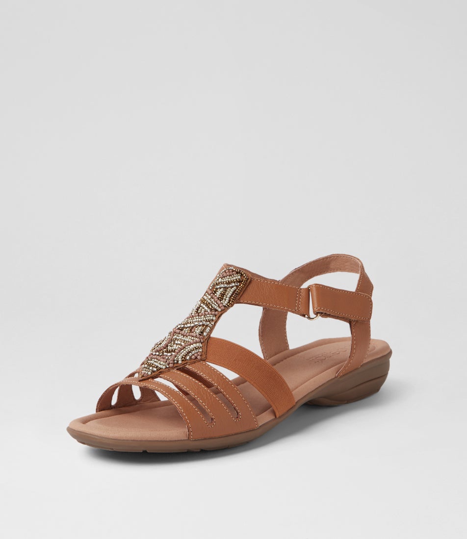 Brownyn Dark Tan Leather Sandals