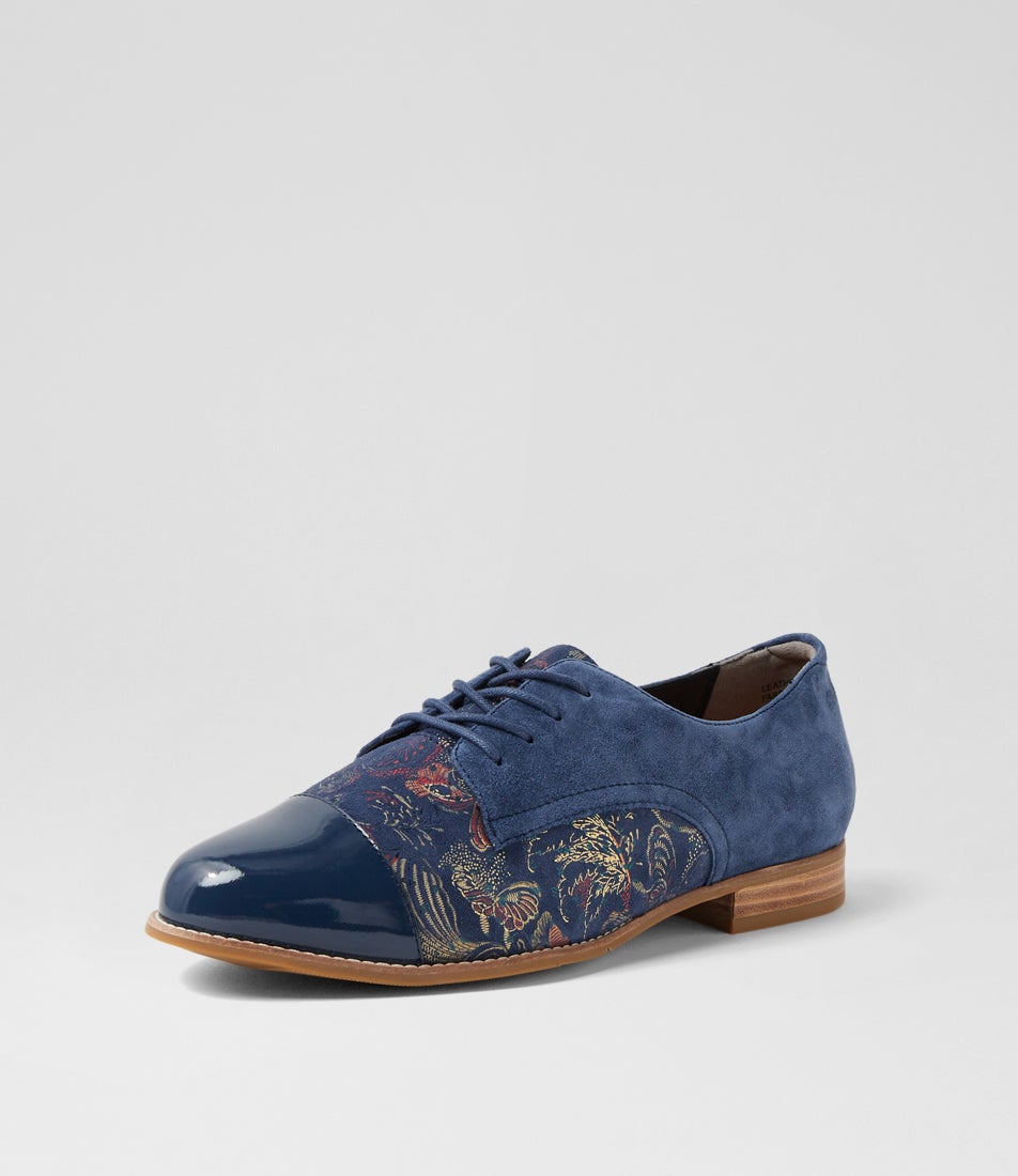 Tobin Xf Navy Royal Print Multi Lace Up Flats