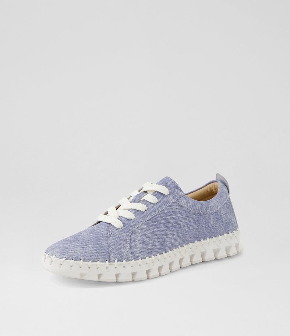 Bazie Light Denim Leather Sneakers