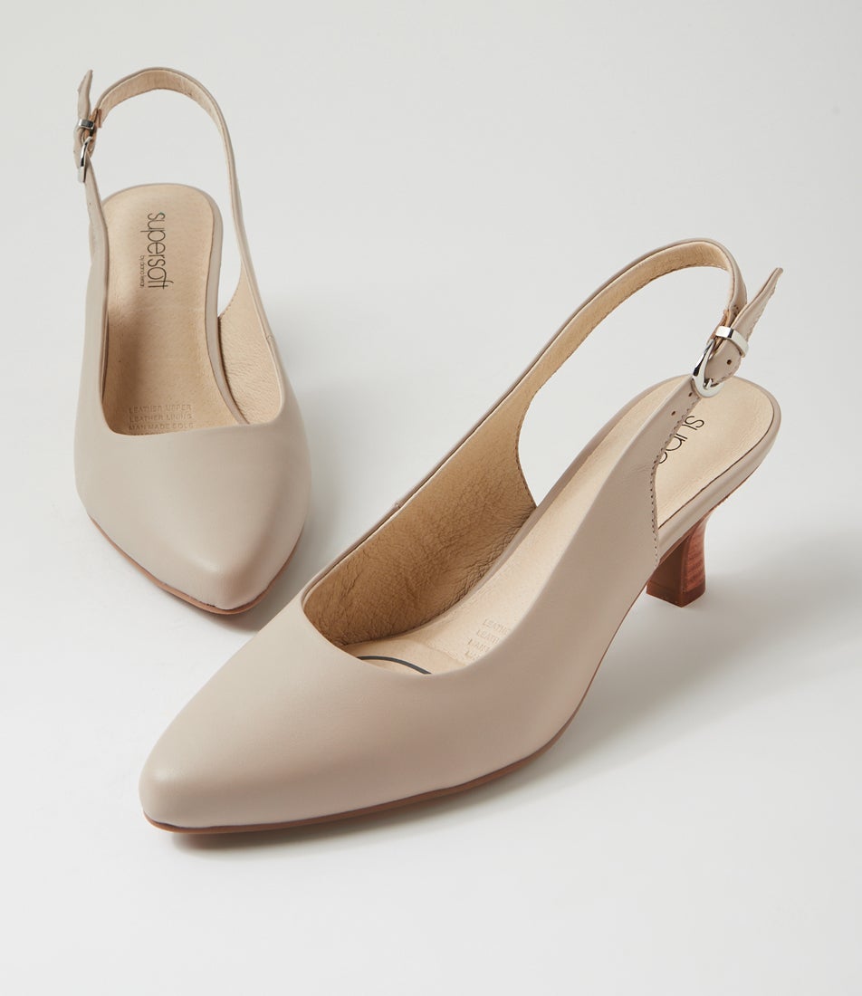Coria Oatmilk Natural Leather Heels
