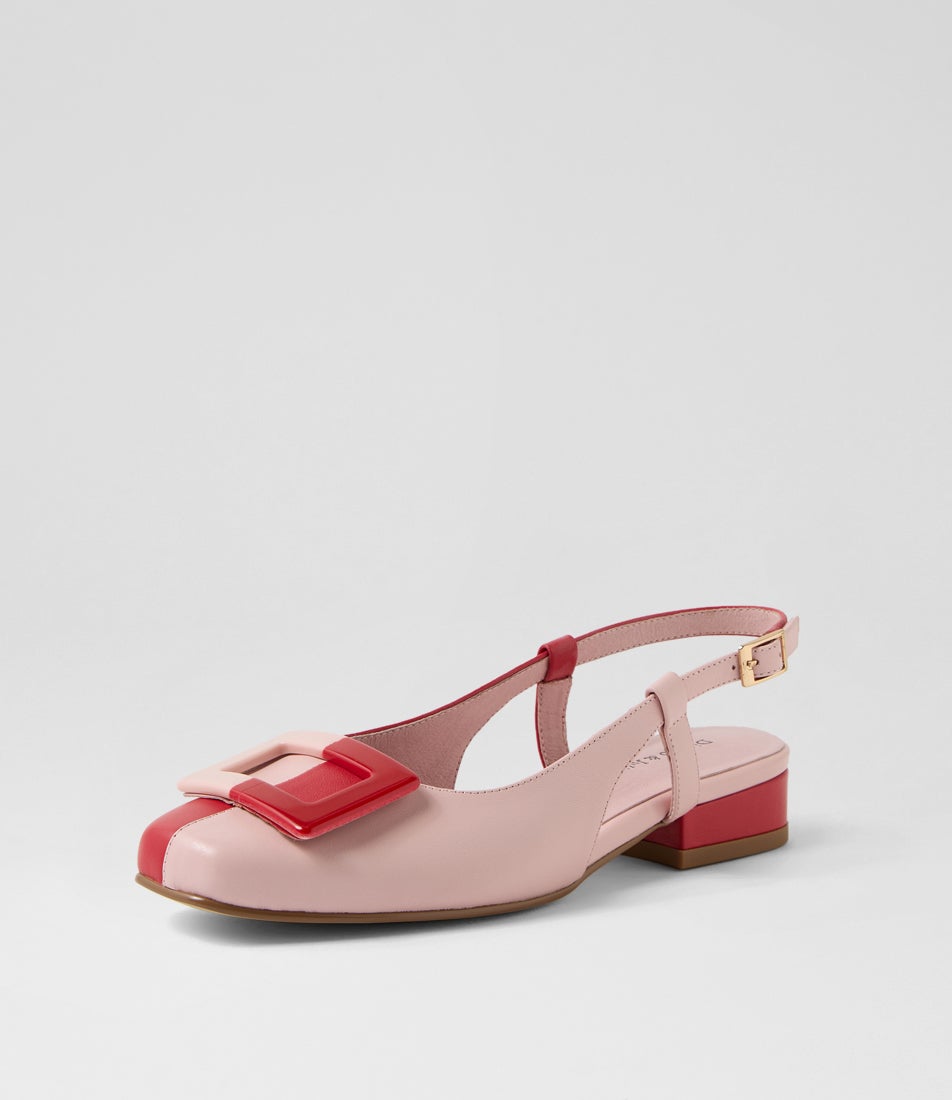Brookes Pink New Red Leather Heels