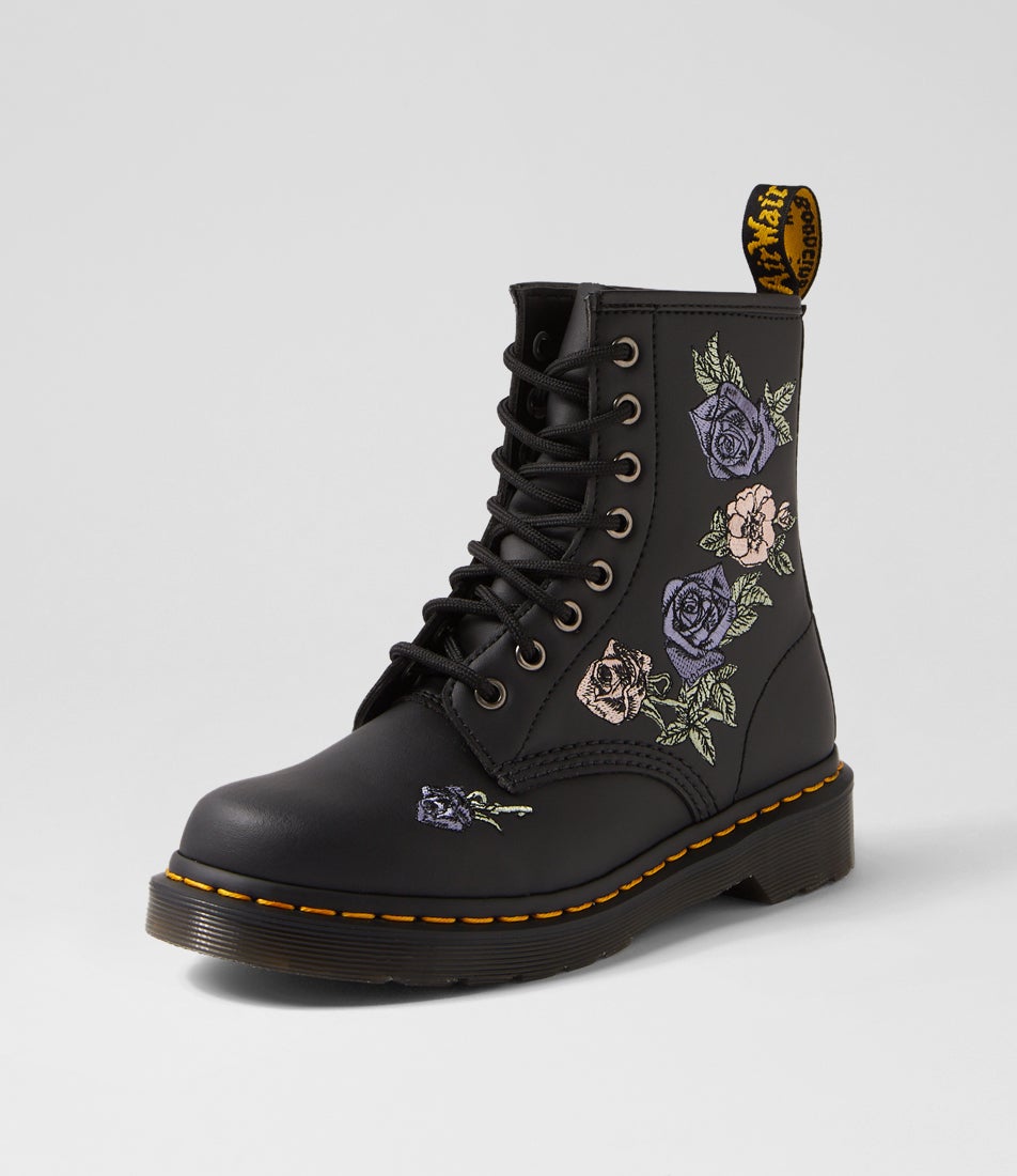 1460 Vonda Black Genix Nappa Leather Ankle Boots