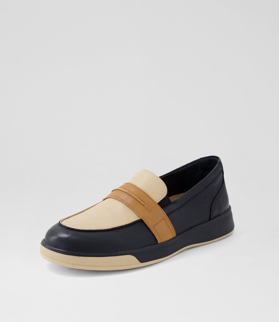 Aindrea Xf Black Camel Multi Leather Sneakers