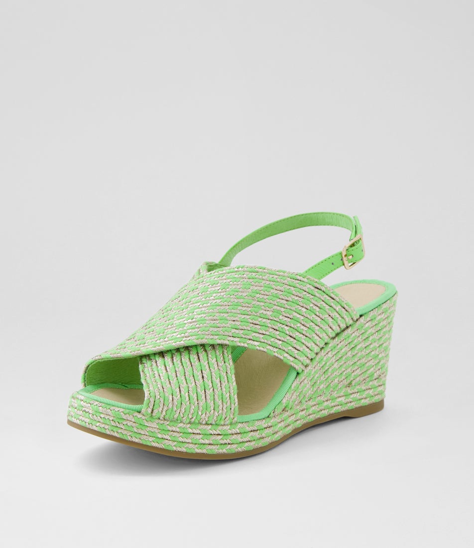 Paisleya Lime Gold Leather Sandals