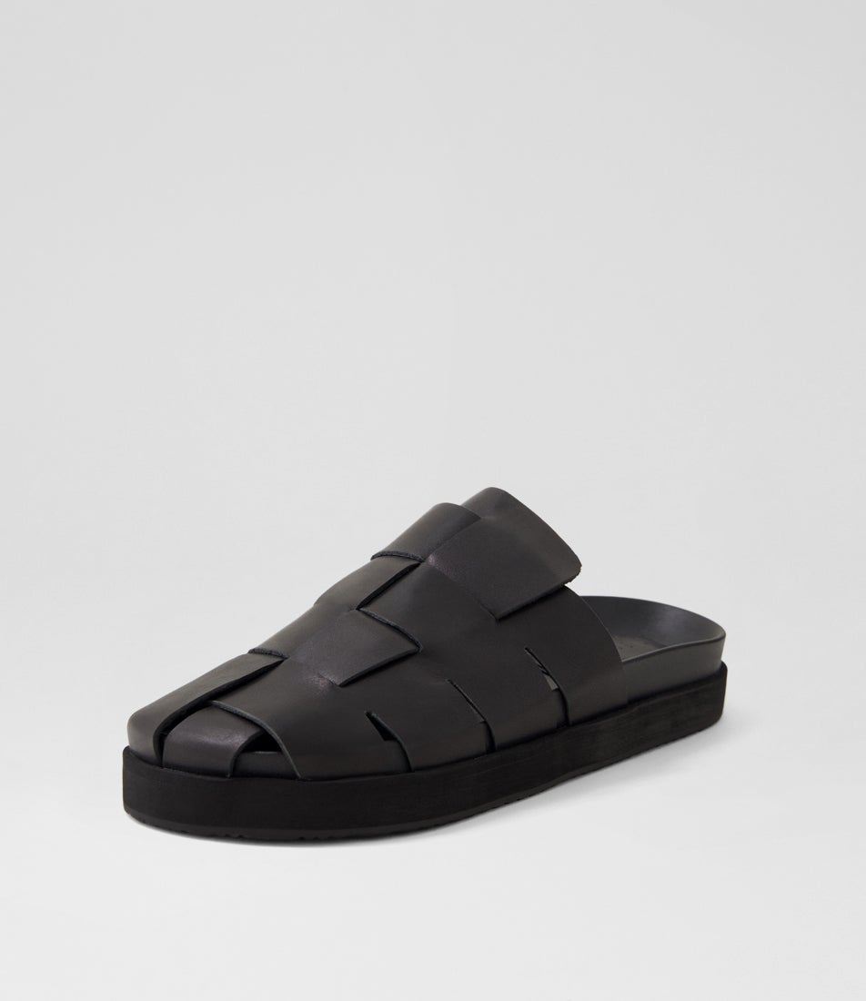 Dune Black Leather Mules