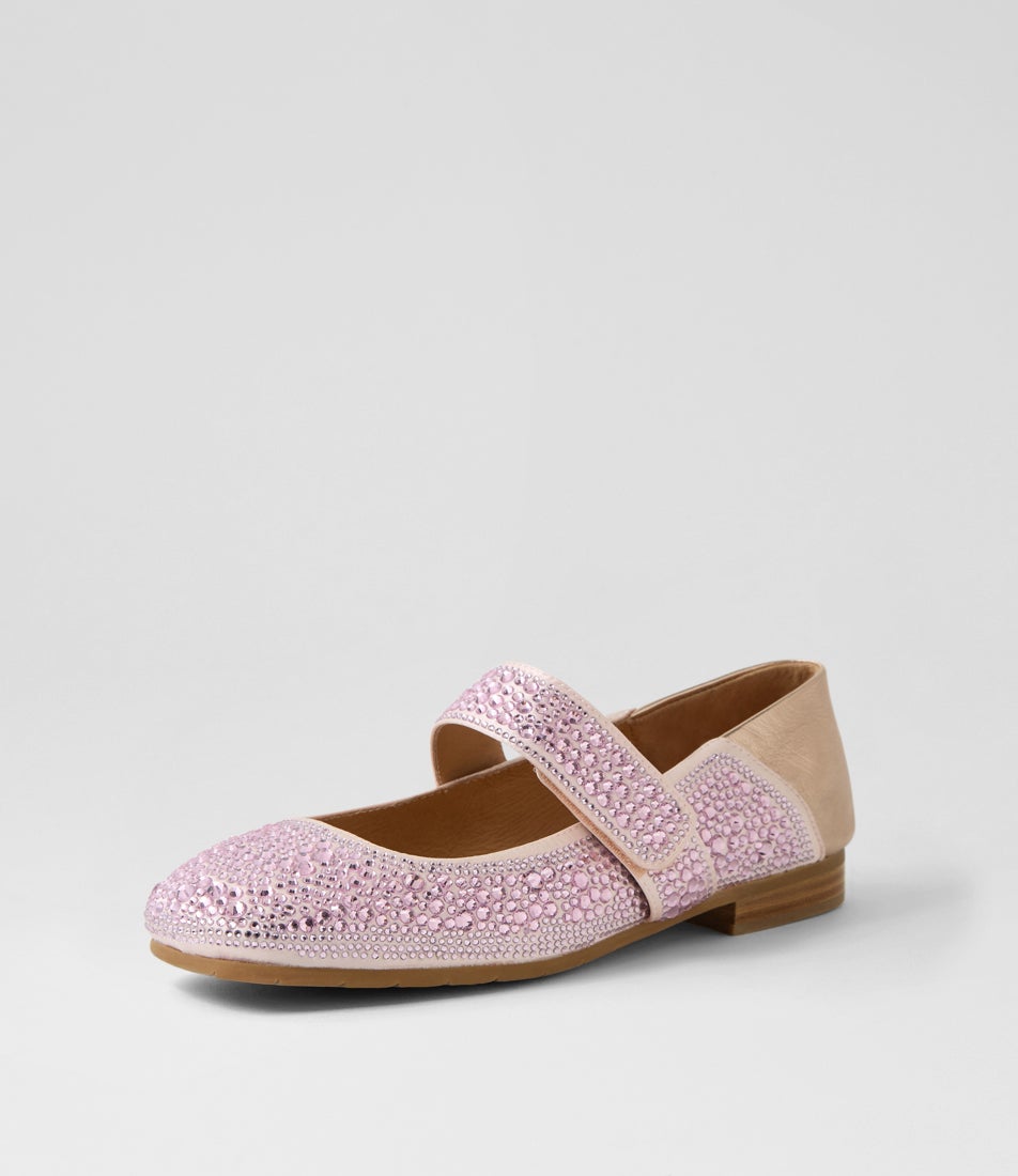 Pennsyl Pink Pl Rose Gold Satin Leather Ballet Flats