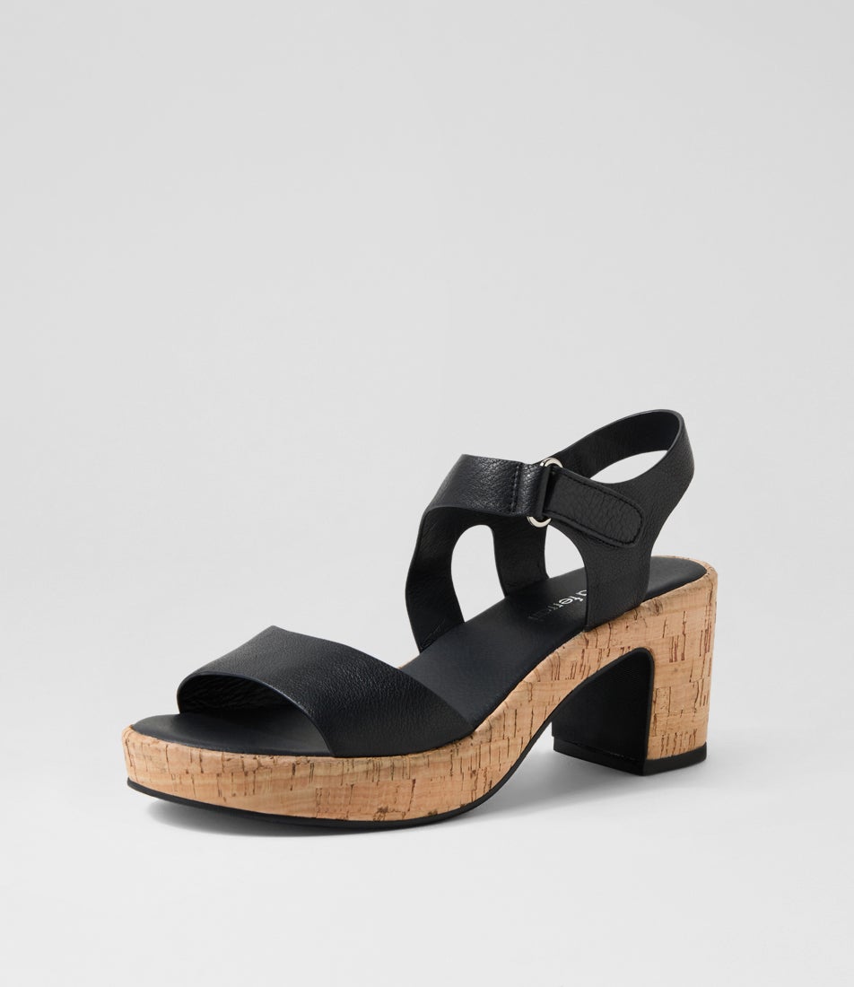 Bollings Black Cork Leather Sandals