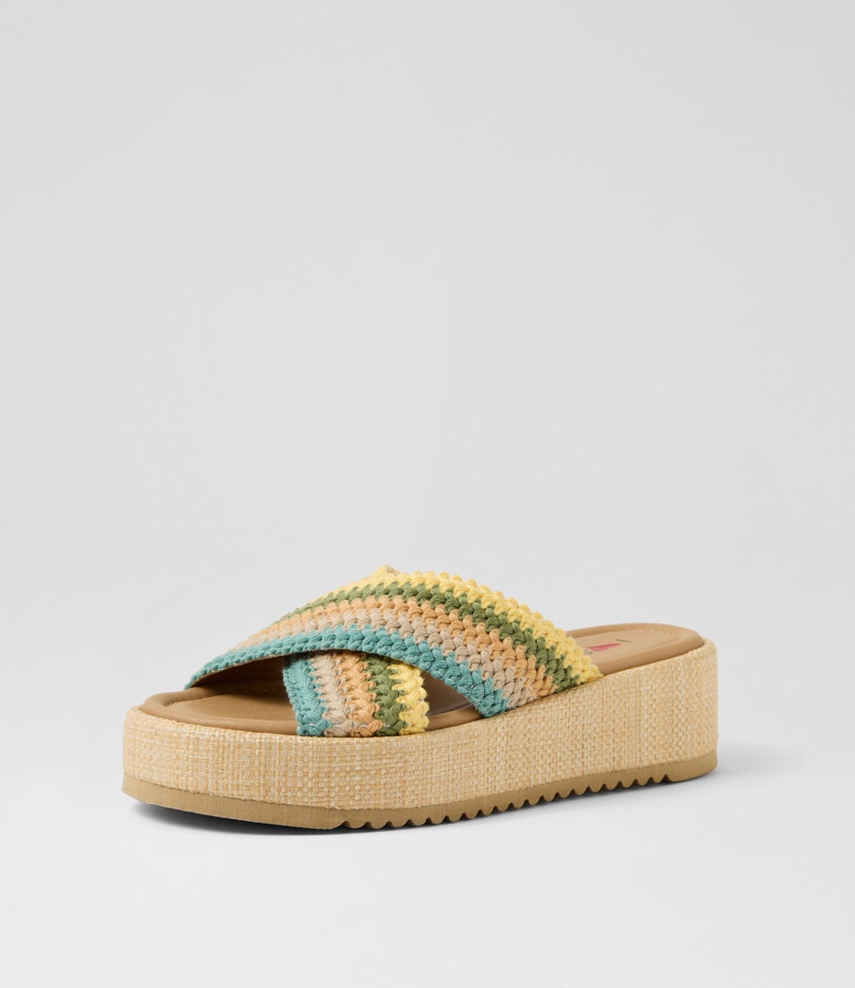 Zerzule Blue Zigzag Fabric Sandals Zerzule Blue Zigzag Fabric Sandals