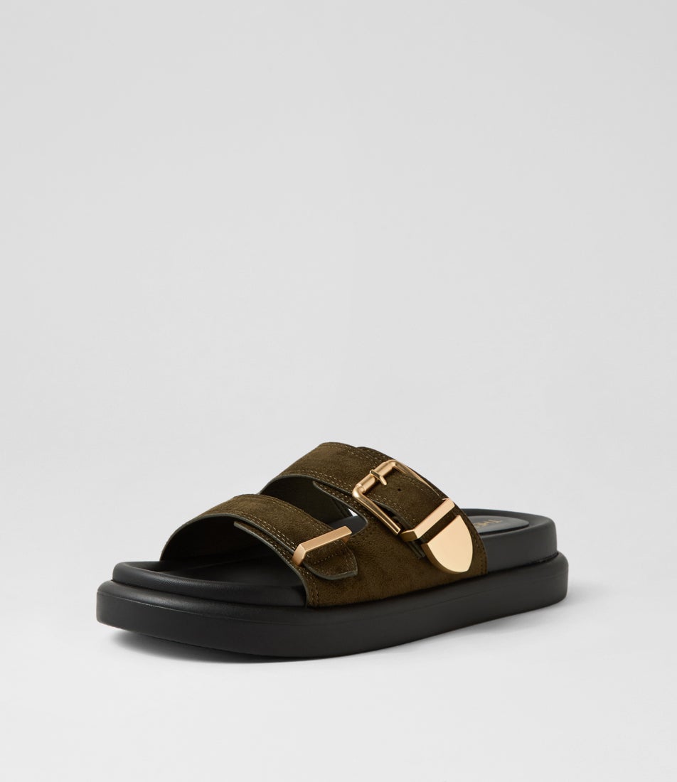 Paxton Khaki Microsuede Slides