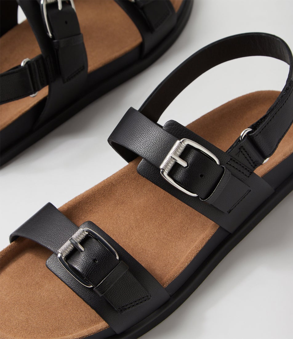 Effie Black Leather Sandals