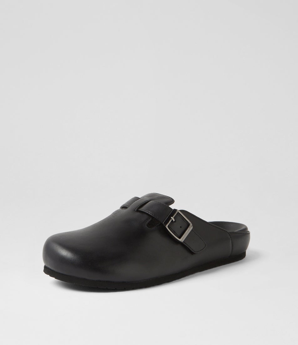 Zoris Black Leather Mules