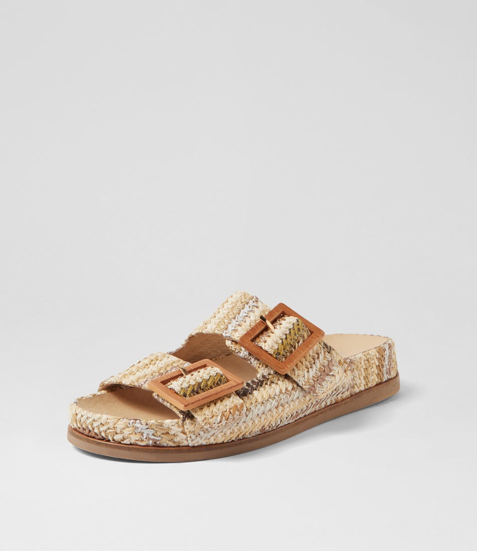 Ixey Natural Multi Fabric Slides