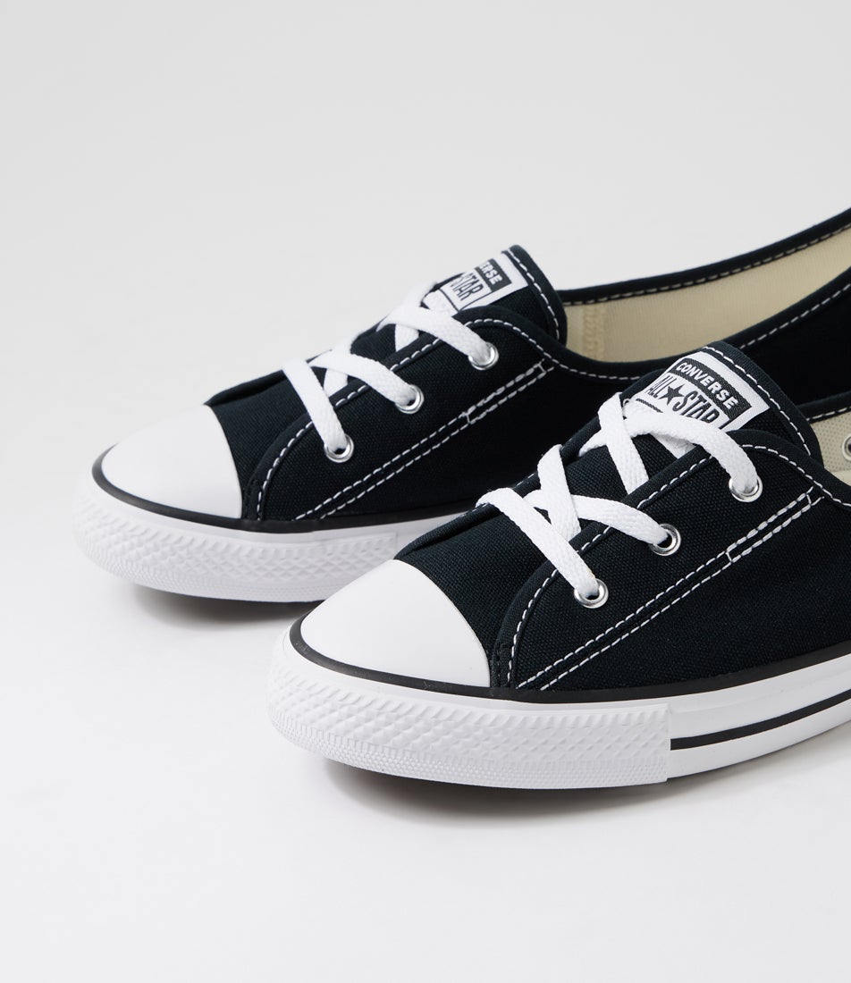 Ctas Ballet Lace Black White Canvas Ballet Flats