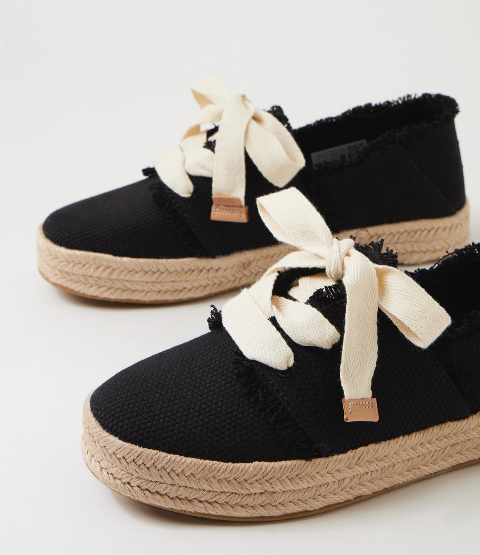 Carolina Black Beachside Canvas Flat Shoes