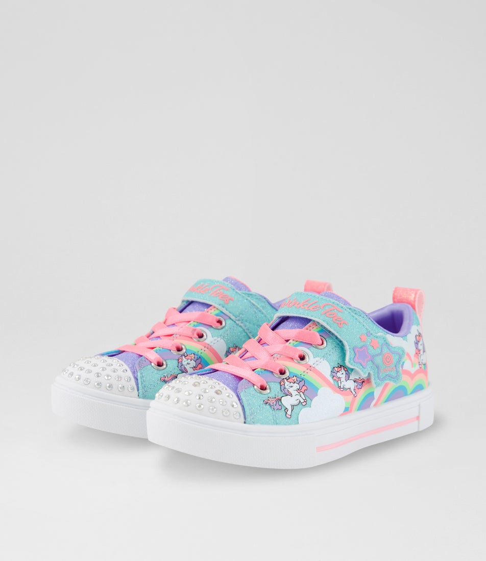 Twinkle Sparks Junior Turquoise Multi Fabric Sneakers