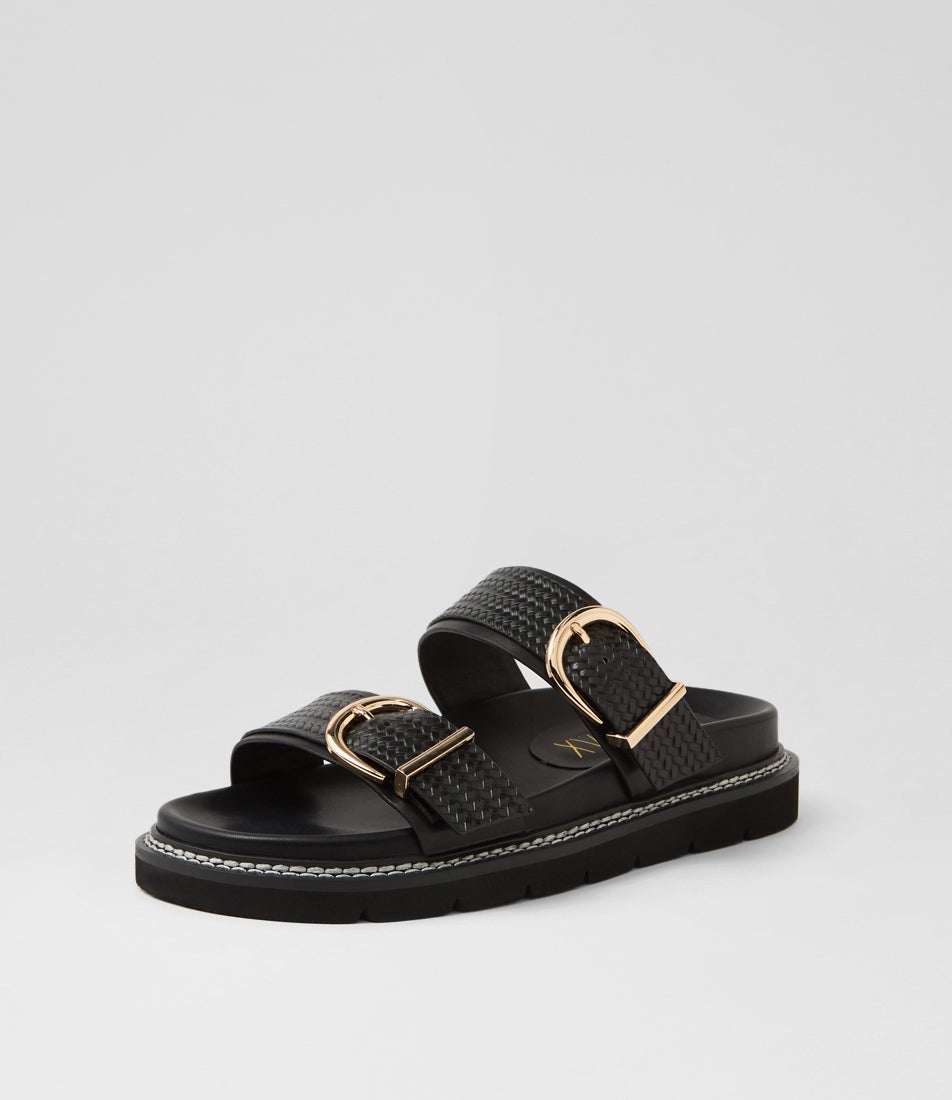 Atelier Black Leather Slides
