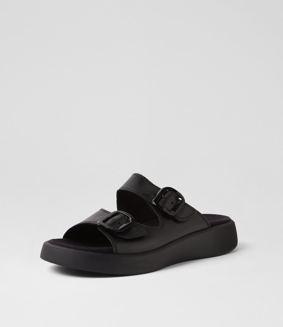 Ildar Schwarz Leather Slides