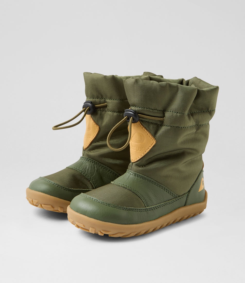 Su Paden Waterproof Toddler Bronze Green Leather Fabric Ankle Boots