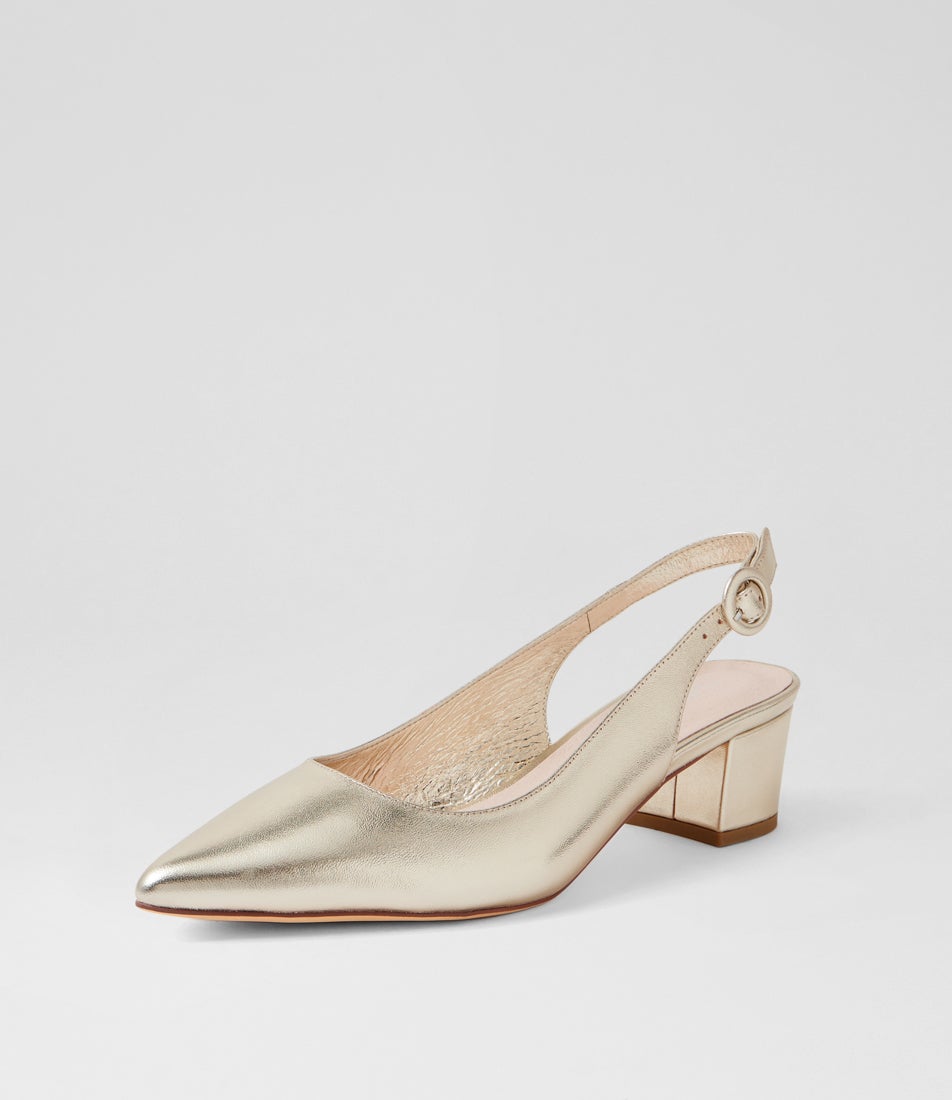 Abigale Pale Gold Leather Heels