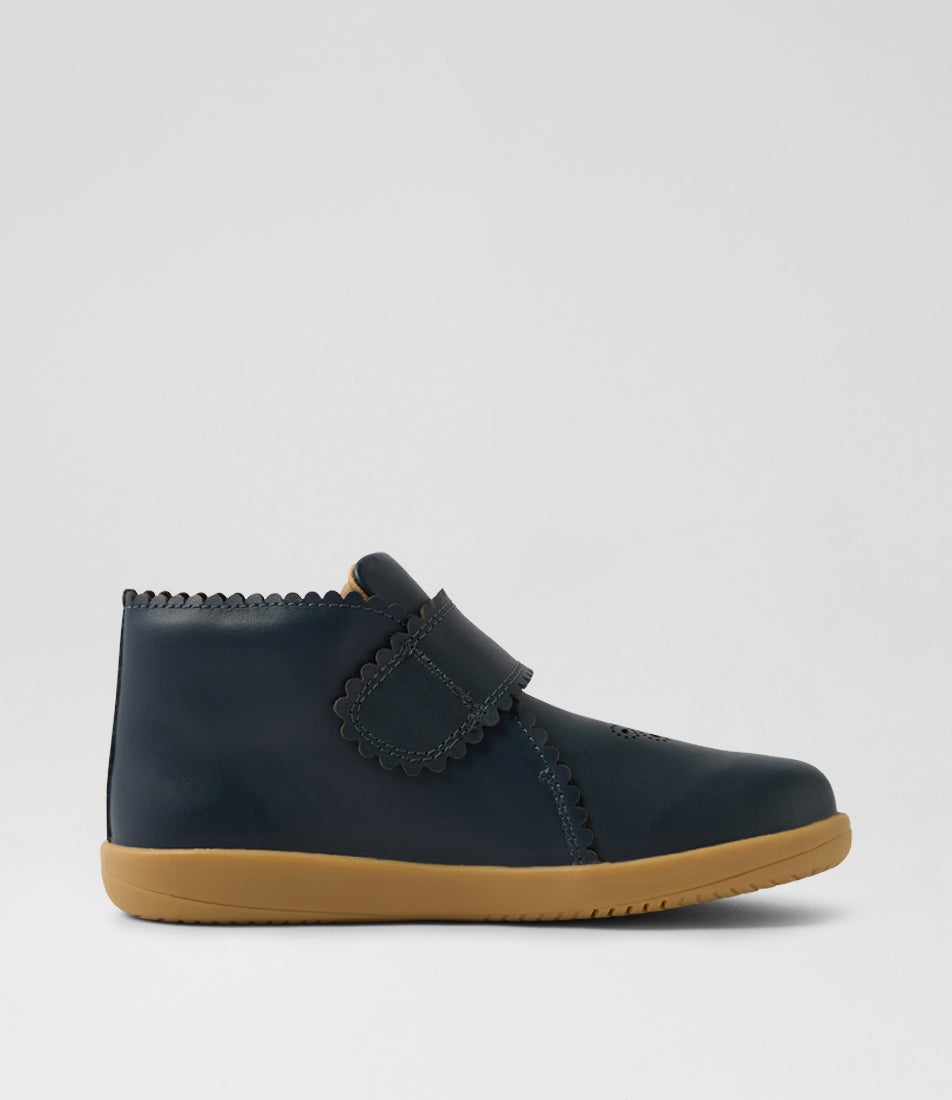 Kp Willow Navy Leather Ankle Boots
