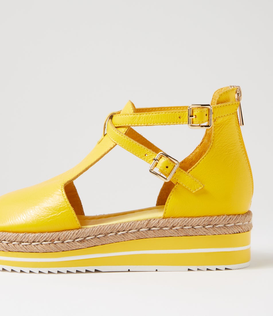 Alexys Bright Yellow Leather Sandals