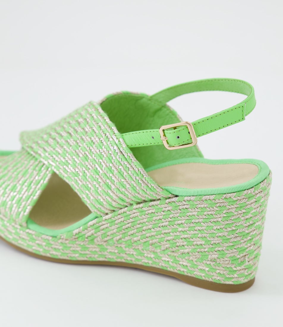 Paisleya Lime Gold Leather Sandals