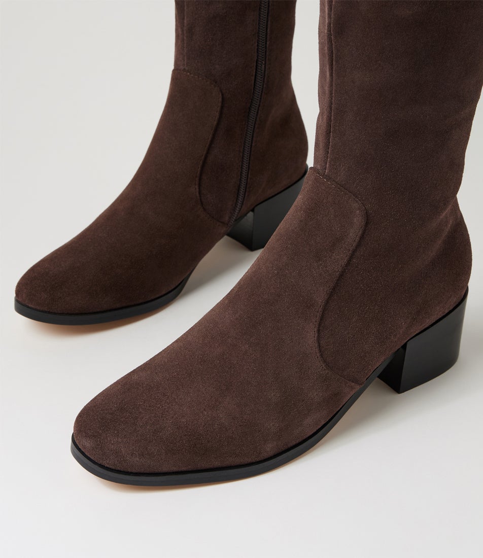 Sental Mid Brown Suede Knee High Boots