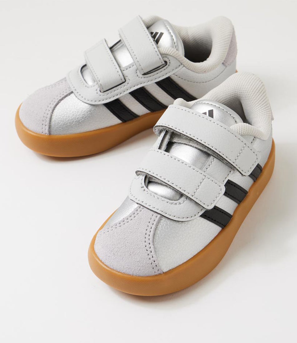 Vl Court 3 Cf I Toddler Silver Metallic Black Grey Sneakers