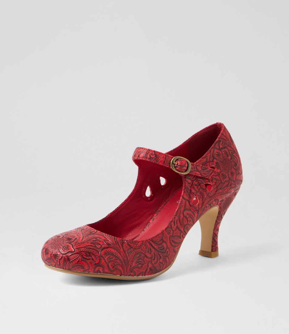 Mendy Red Baroque Mary Jane Heels