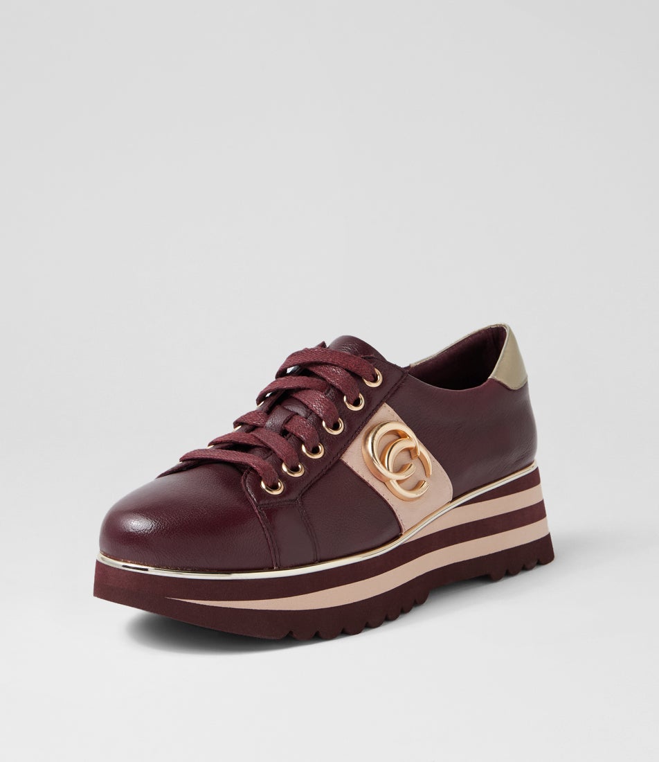 Edgey Burgundy Nude Multi Lace Up Flats