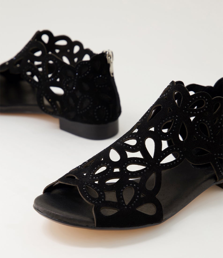 Preest Black Suede Sandals