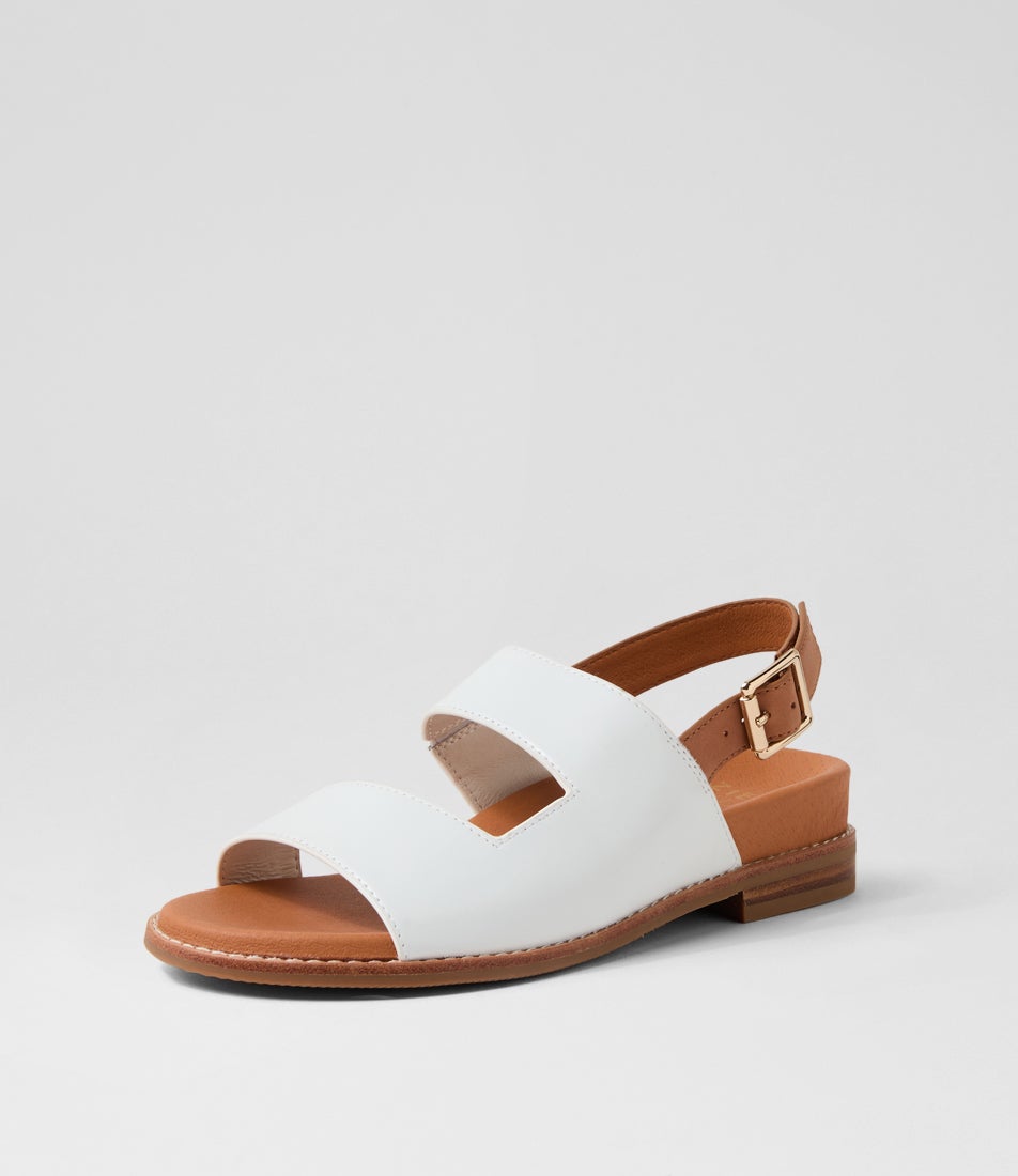 Junro W White Tan Leather Sandals