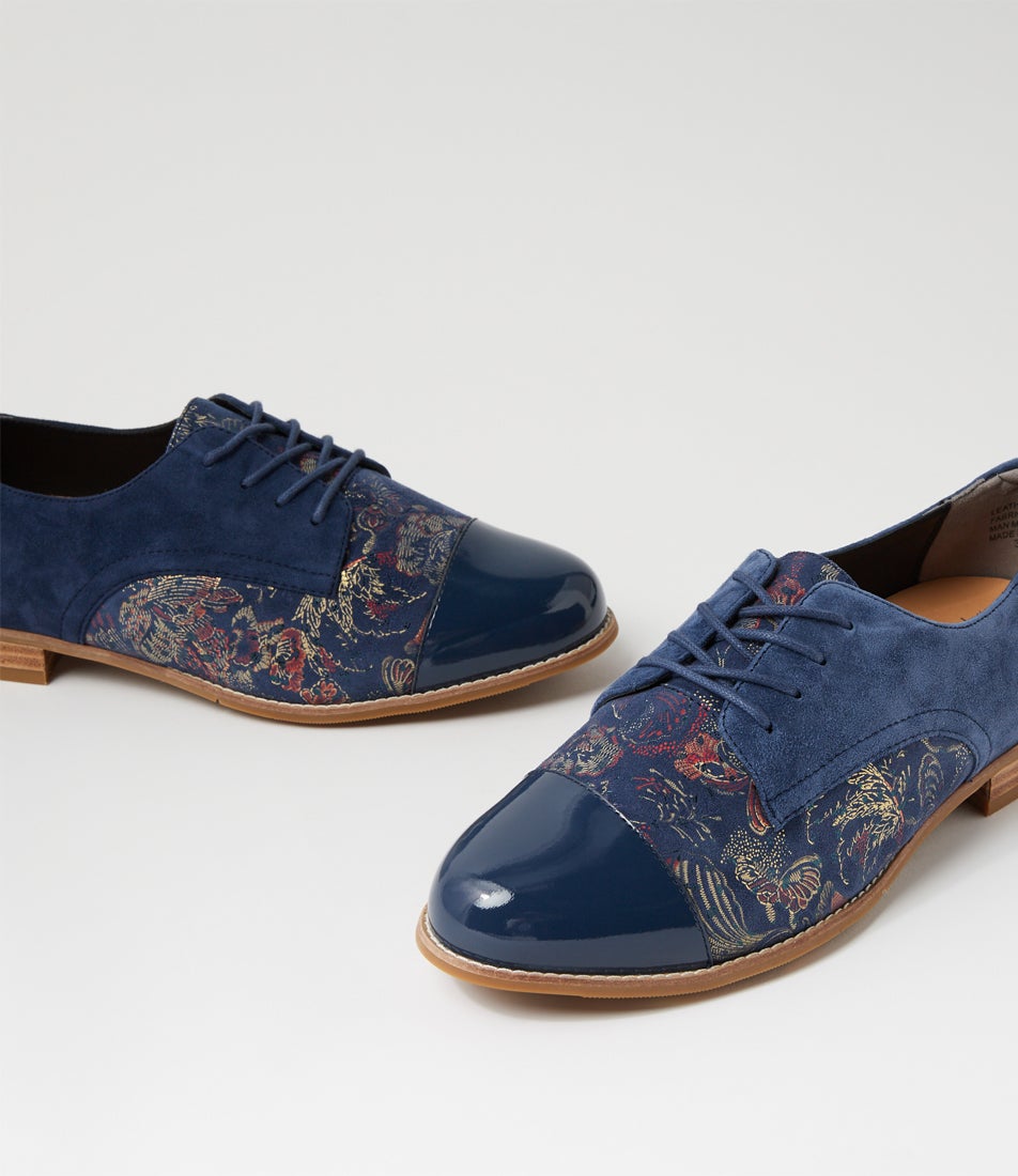 Tobin Xf Navy Royal Print Multi Lace Up Flats