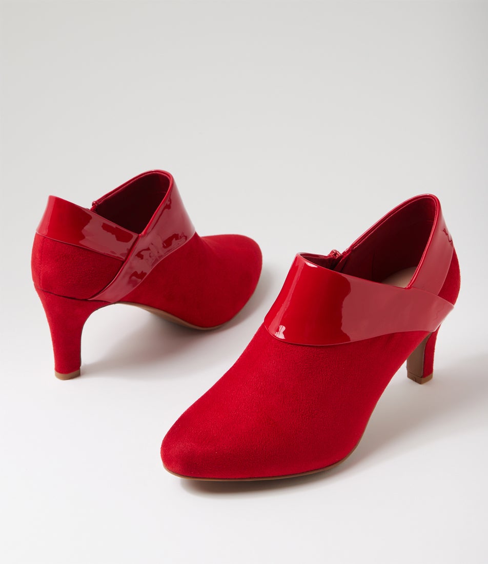 Ilonda W Dark Red Microsuede Patent Pu Heels Ilonda W Dark Red Microsuede Patent Pu Heels
