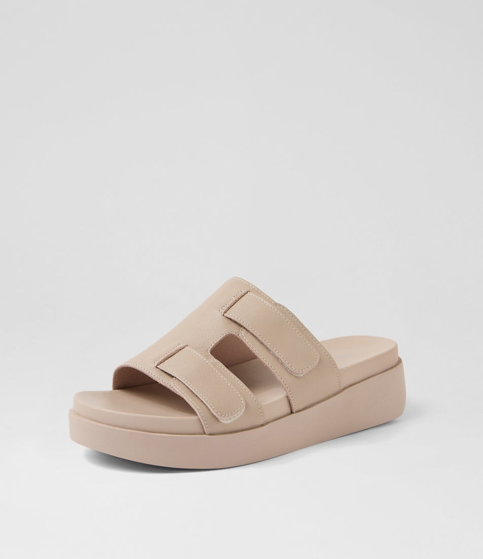 Scarlett Latte Leather Slides
